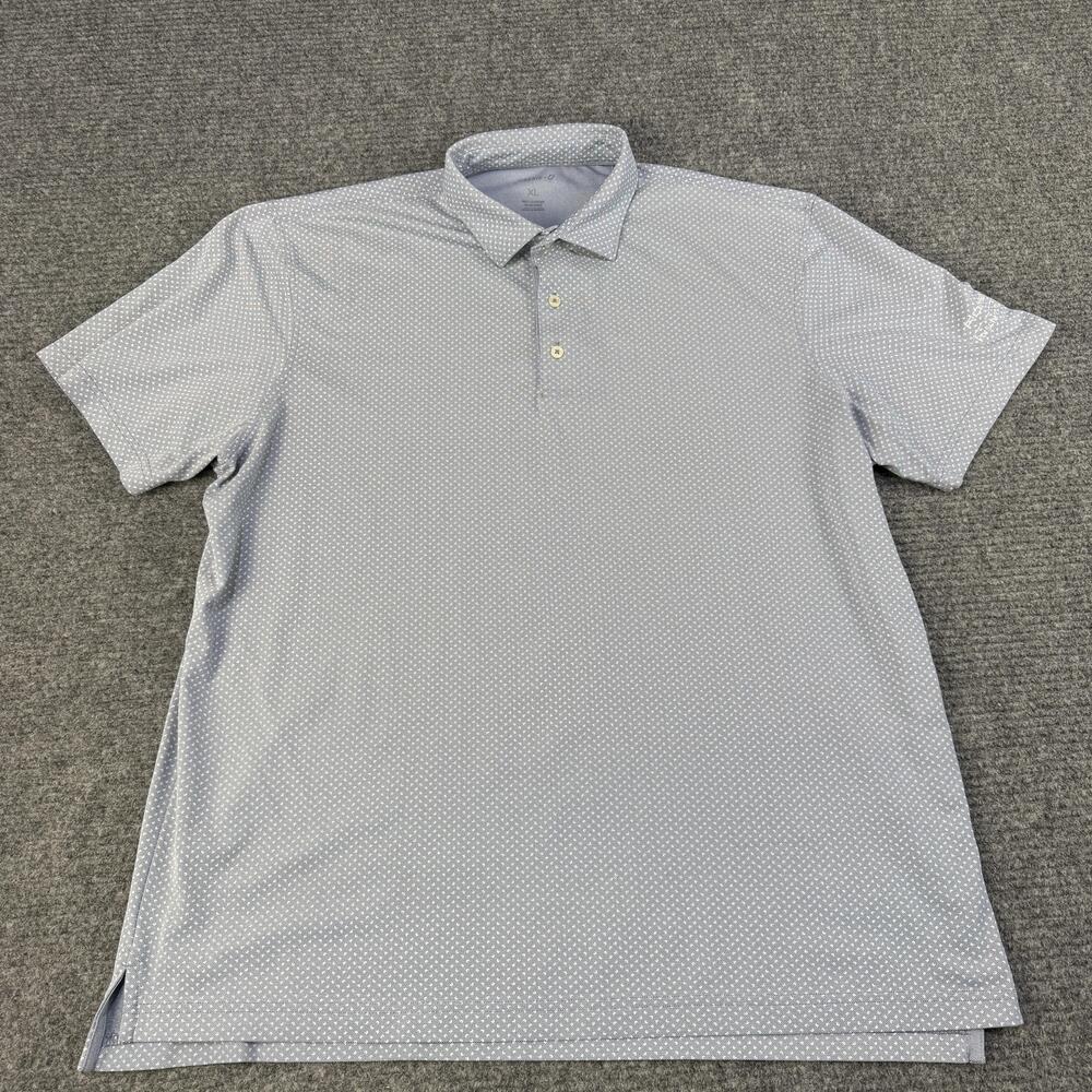 Johnnie O Polo Shirt Mens XL Blue Golf Logo Performance All Over Micro Pattern